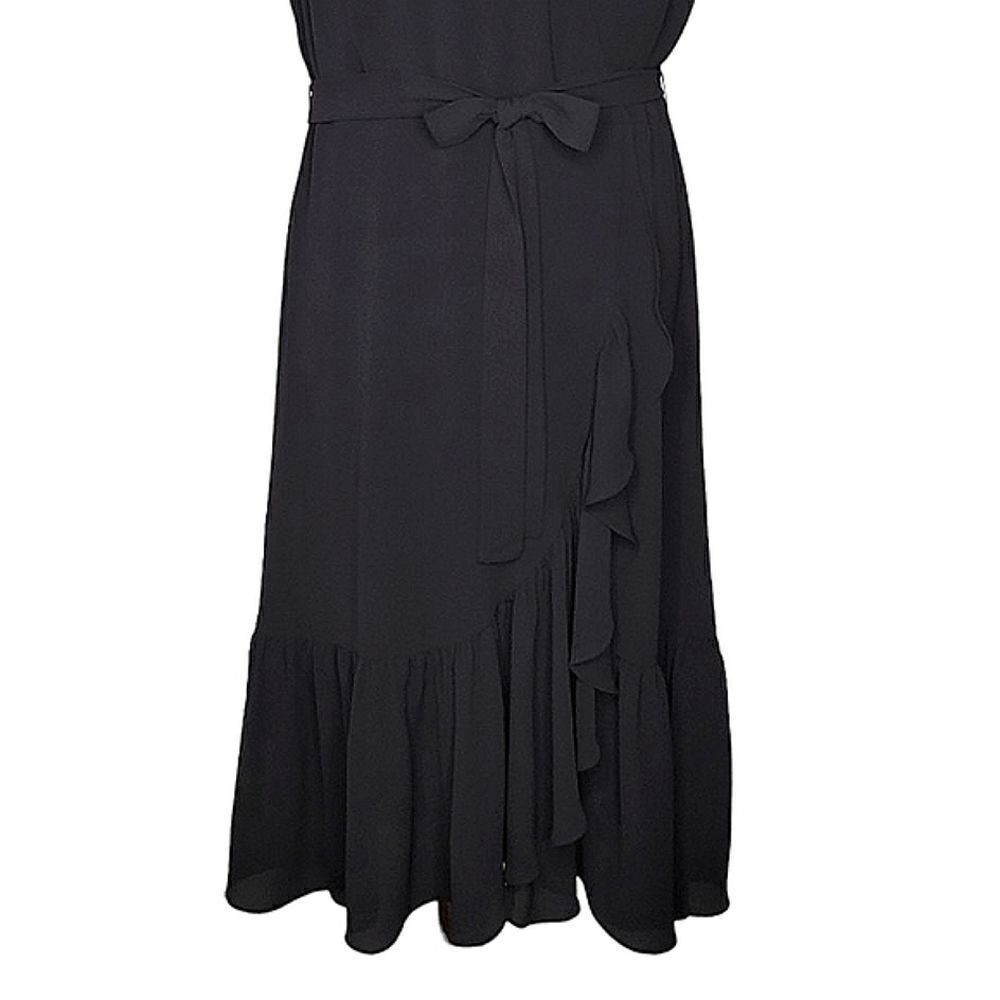 Talbots Black V-neck Cascading Wrap Lined Dress Size 12P - Picture 3 of 11